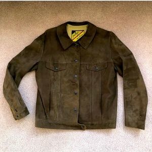 Vintage Brown Suede 100% Genuine Leather Womens Lined Jacket Coat Size S